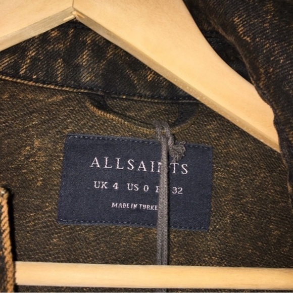 NWT All Saints Pat Black Trucker Denim Double Button Jacket - Picture 5 of 7